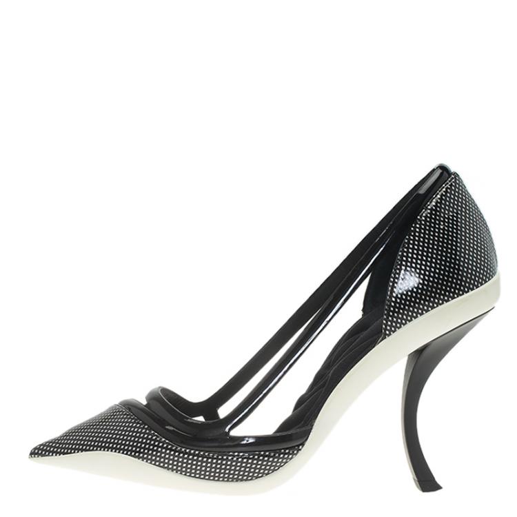 Pre Owned Dior Black Patent Cutout Pointed Toe Pumps Size 37.5