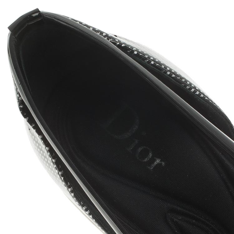 Pre Owned Dior Black Patent Cutout Pointed Toe Pumps Size 37.5
