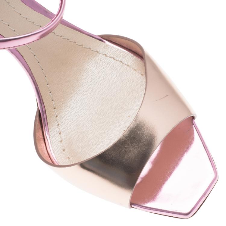 Pre Owned Dior Two Tone Metallic Leather Mary Jane Sandals Size 38