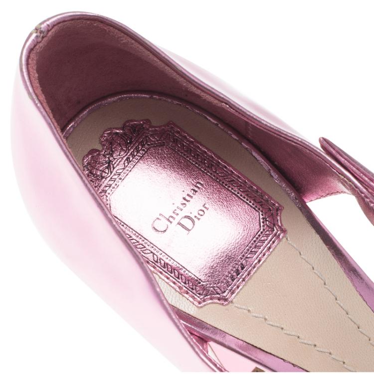 Pre Owned Dior Two Tone Metallic Leather Mary Jane Sandals Size 38