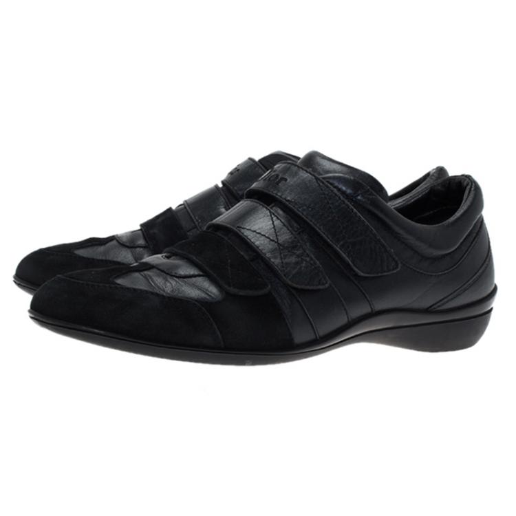 Pre Owned Dior Black Leather and Suede Velcro Sneakers Size 40.5
