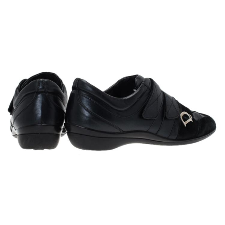 Pre Owned Dior Black Leather and Suede Velcro Sneakers Size 40.5