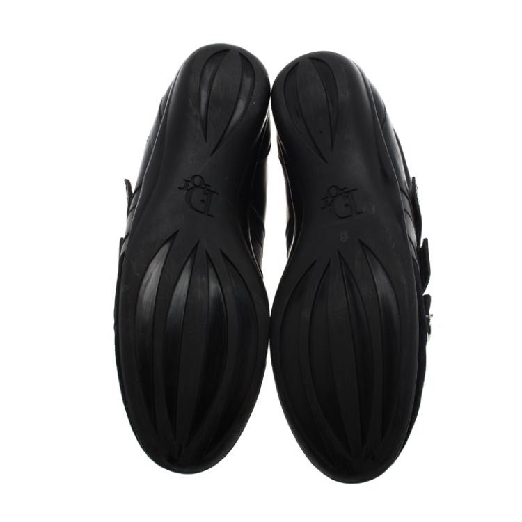 Pre Owned Dior Black Leather and Suede Velcro Sneakers Size 40.5