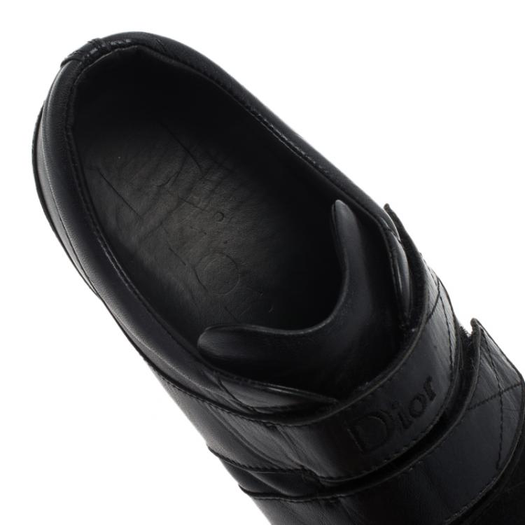 Pre Owned Dior Black Leather and Suede Velcro Sneakers Size 40.5