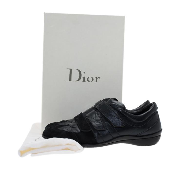 Pre Owned Dior Black Leather and Suede Velcro Sneakers Size 40.5
