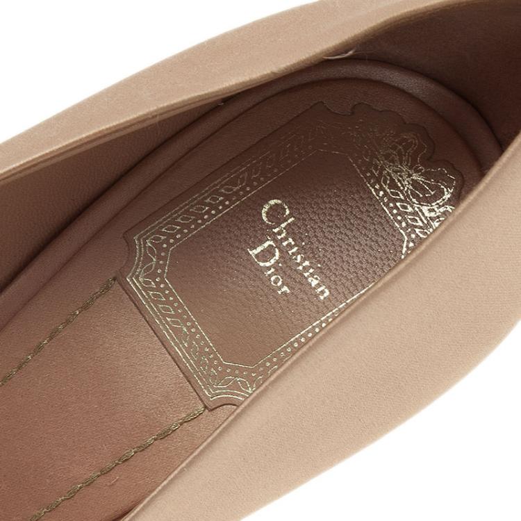 Pre Owned Dior Nude Taupe Satin Eclat Peep Toe Platform Pumps Size 39