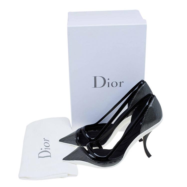 Pre Owned Dior Black Patent Cutout Pointed Toe Pumps Size 39