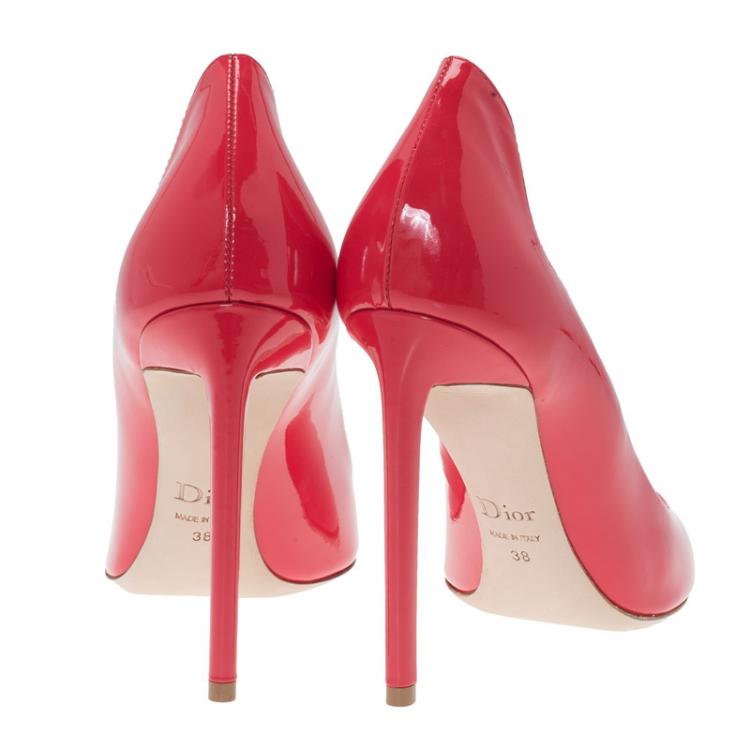 Pre Owned Dior Red Patent Wavy Silhouette Pumps Size 38