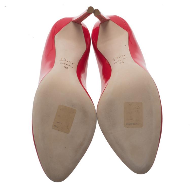 Pre Owned Dior Red Patent Wavy Silhouette Pumps Size 38