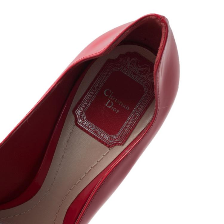 Pre Owned Dior Red Patent Wavy Silhouette Pumps Size 38