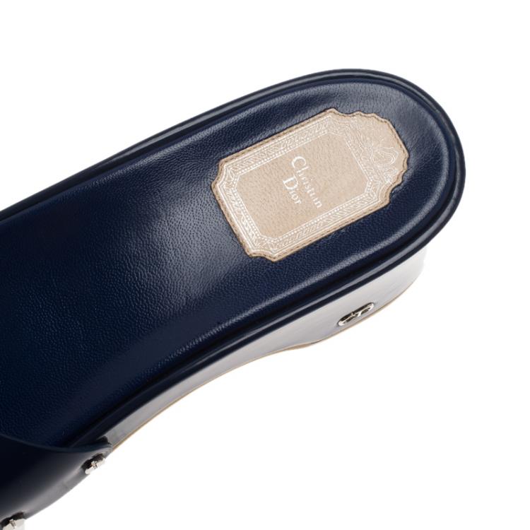 Pre Owned Dior Blue Leather Clogs Size 38