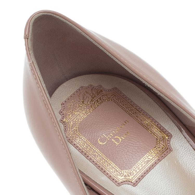 Pre Owned Dior Blush Pink Patent Miss Dior Peep Toe Platform Pumps Size 39.5