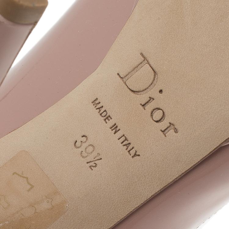 Pre Owned Dior Blush Pink Patent Miss Dior Peep Toe Platform Pumps Size 39.5