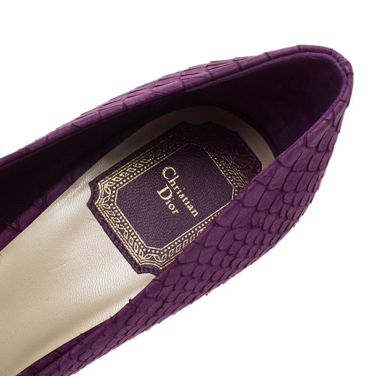 Pre Owned Dior Purple Python Embossed Miss Dior Pumps Size 37