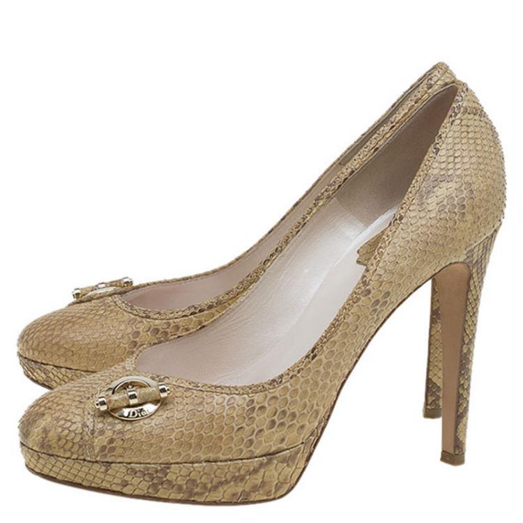 Pre Owned Dior Beige Python Jazz Club Platform Pumps Size 38