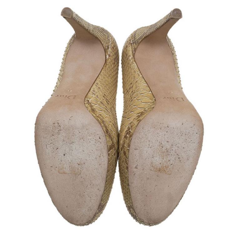 Pre Owned Dior Beige Python Jazz Club Platform Pumps Size 38
