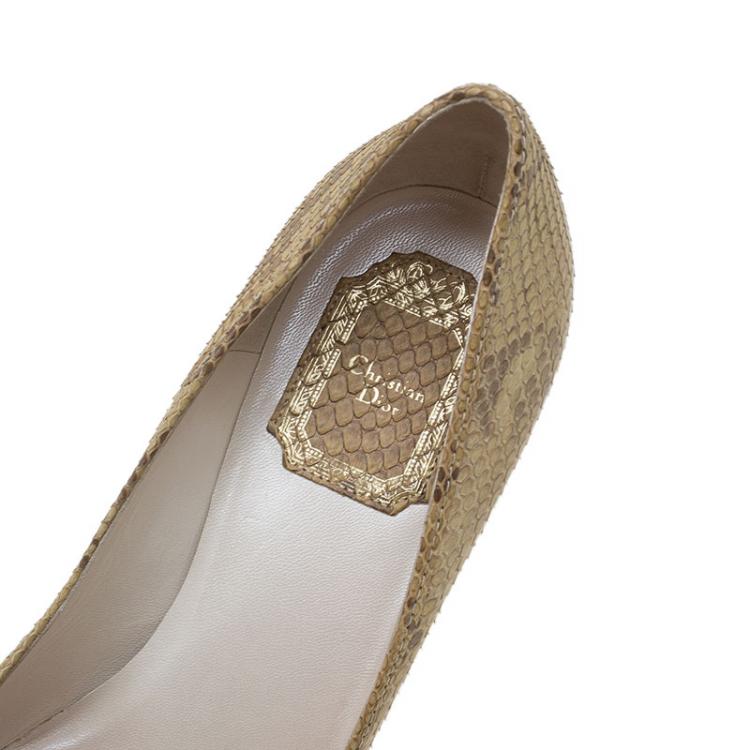 Pre Owned Dior Beige Python Jazz Club Platform Pumps Size 38