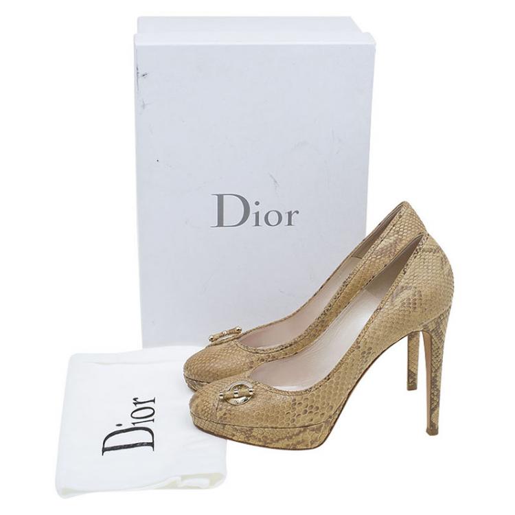 Pre Owned Dior Beige Python Jazz Club Platform Pumps Size 38