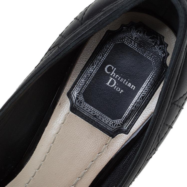 Pre Owned Dior Black Cannage Leather Peep Toe Pumps Size 36