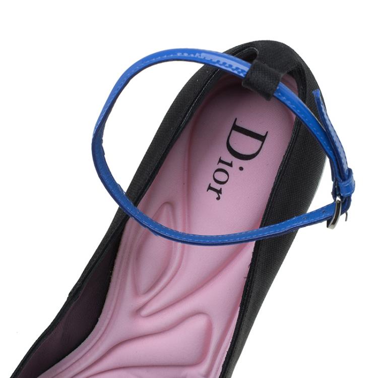 Pre Owned Dior Black Fabric Pointed Toe Ankle Strap Pumps Size 38.5
