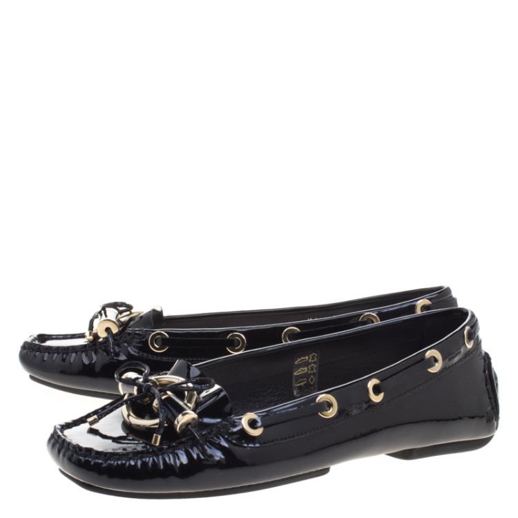 black patent moccasins