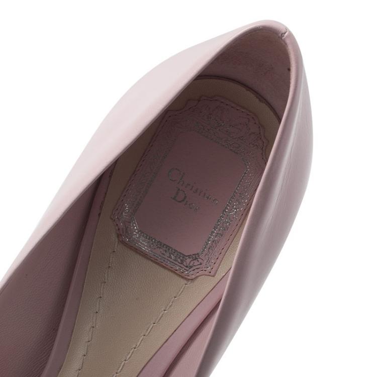 Pre Owned Dior Blush Pink Leather Floral Print Pumps Size 39