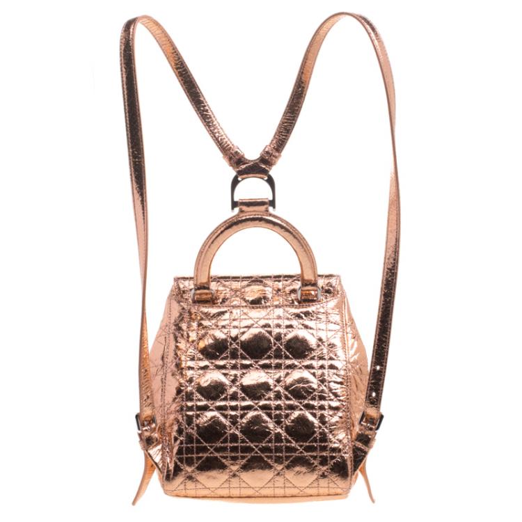 Pre Owned Dior Metallic Bronze Ceramic Effect Leather Stardust Backpack