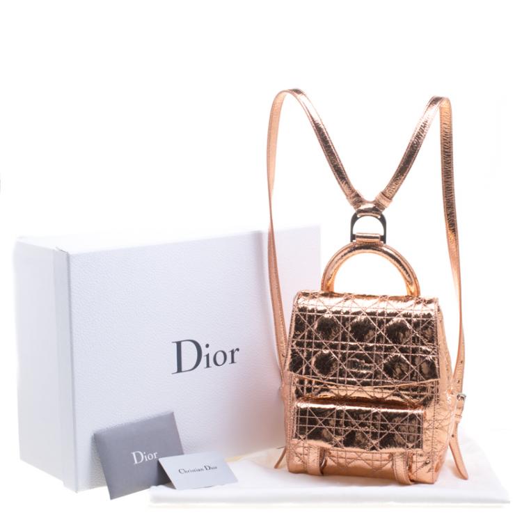 Pre Owned Dior Metallic Bronze Ceramic Effect Leather Stardust Backpack