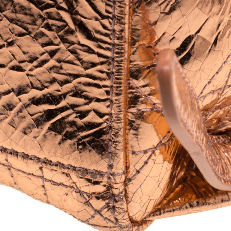Pre Owned Dior Metallic Bronze Ceramic Effect Leather Stardust Backpack