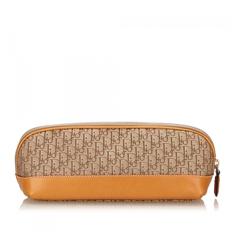 Pre Owned Dior Beige Diorissimo Canvas and Leather Cosmetic Pouch