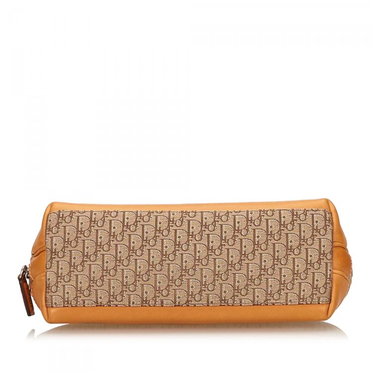 Pre Owned Dior Beige Diorissimo Canvas and Leather Cosmetic Pouch