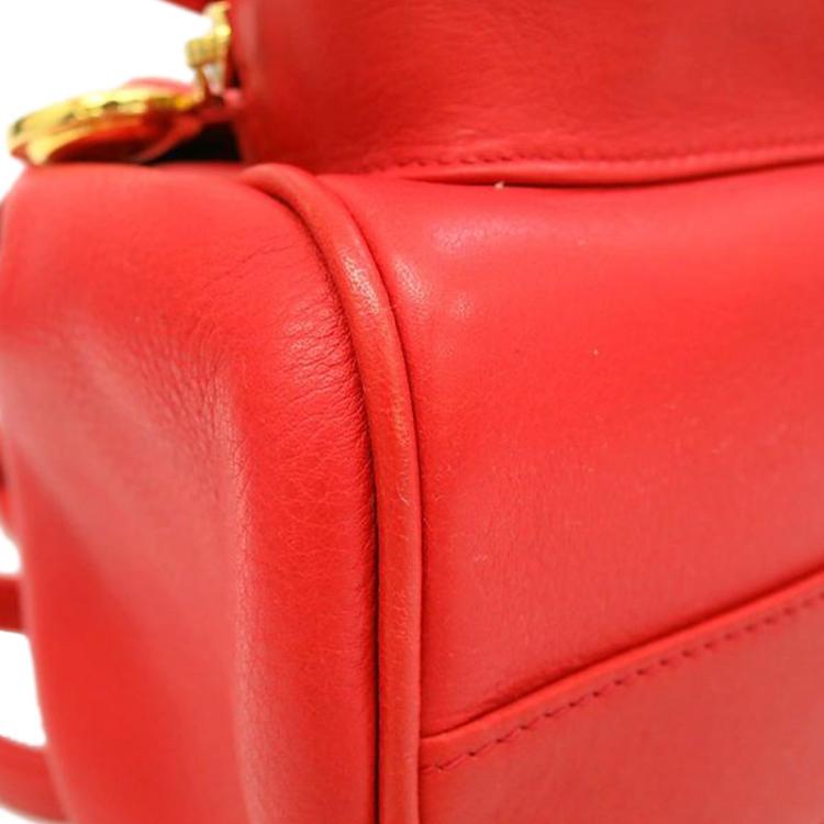 Pre Owned Dior Vermilion Calfskin Leather Backpack