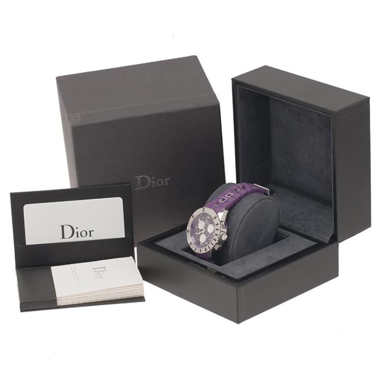 Pre Owned Dior Purple Stainless Steel Christal Women's Wristwatch 38MM