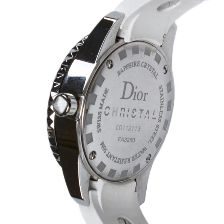 Pre Owned  Dior White Stainless Steel Christal Collection Women's Wristwatch 28 MM