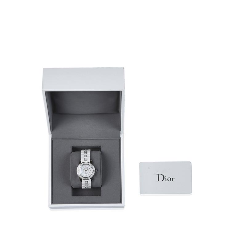 Pre Owned  Dior White Stainless Steel Christal Collection Women's Wristwatch 28 MM
