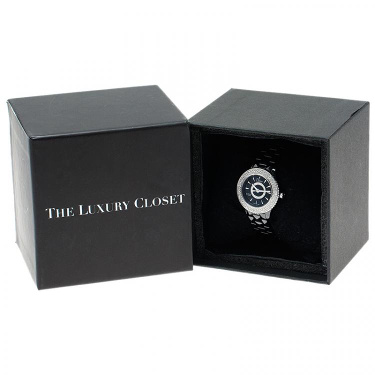 Pre Owned Dior Black Ceramic Diamond VIII Women's Wristwatch 28MM