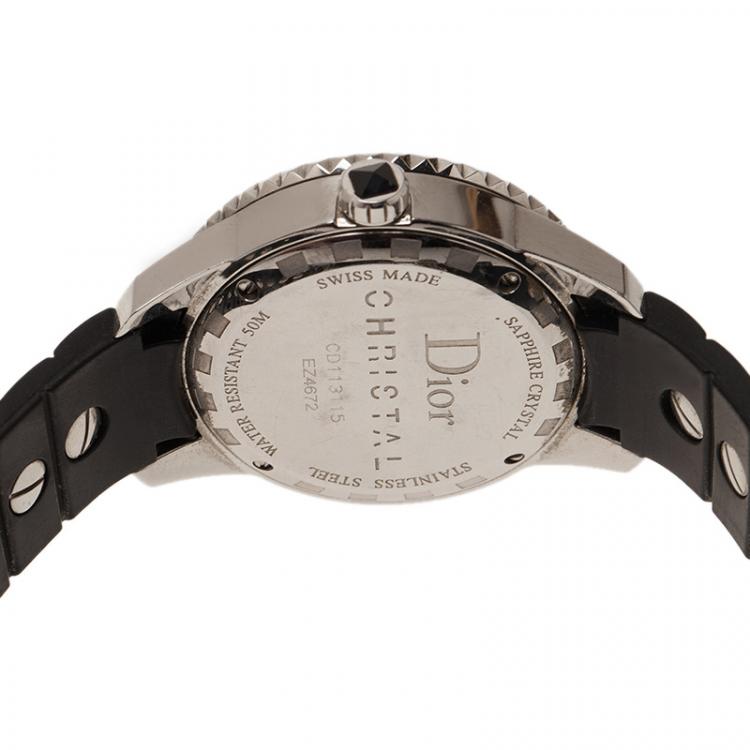 Pre Owned Dior Black Stainless Steel Christal Women's Wristwatch 34MM