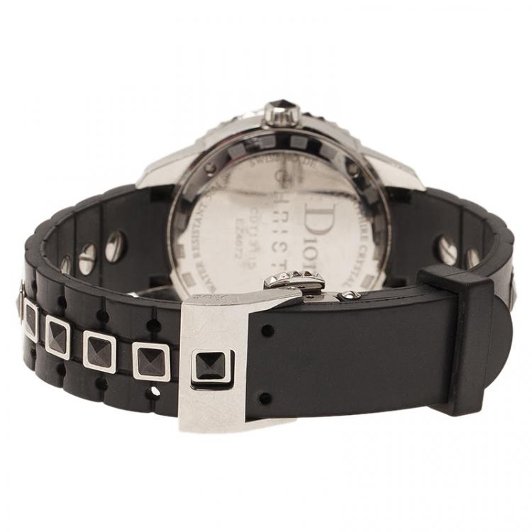 Pre Owned Dior Black Stainless Steel Christal Women's Wristwatch 34MM