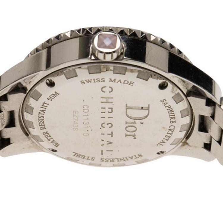 Pre Owned Dior Mother Of Pearl Stainless Steel Christal Women's Wristwatch 32MM
