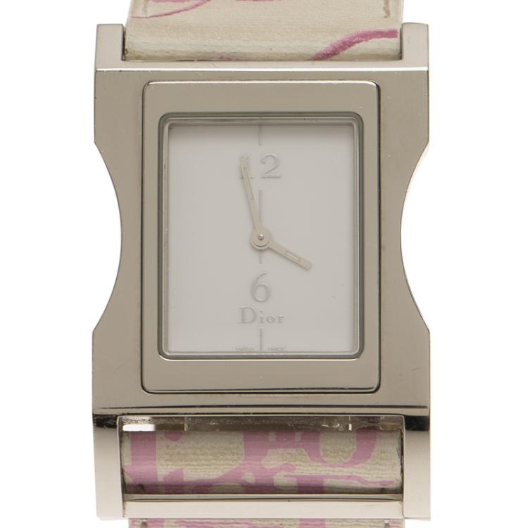 Pre Owned Dior White Stainless Steel Chris 47 Women's Wristwatch 30MM
