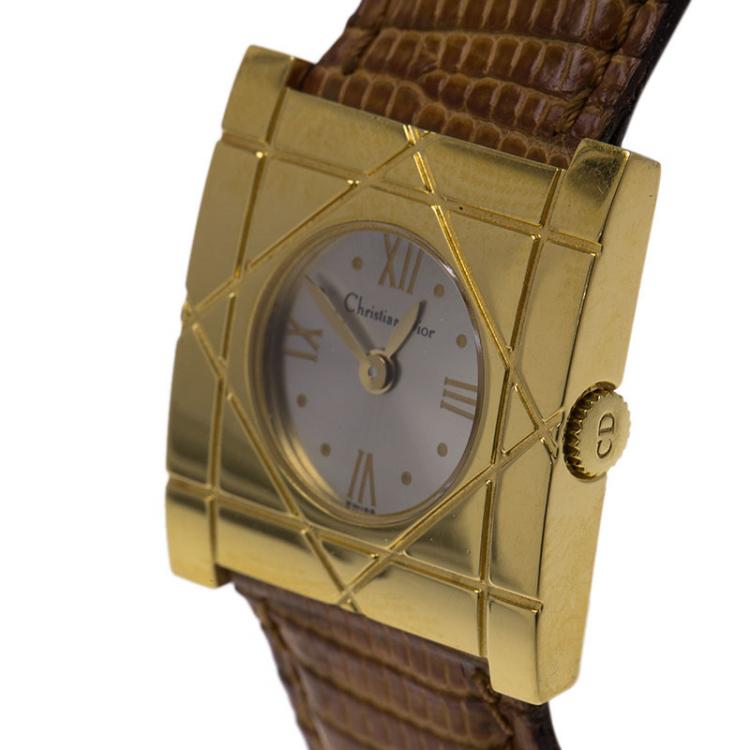 Pre Owned Dior Vintage Gold-Plated Stainless Steel D82-150 Women's Wristwatch 24MM