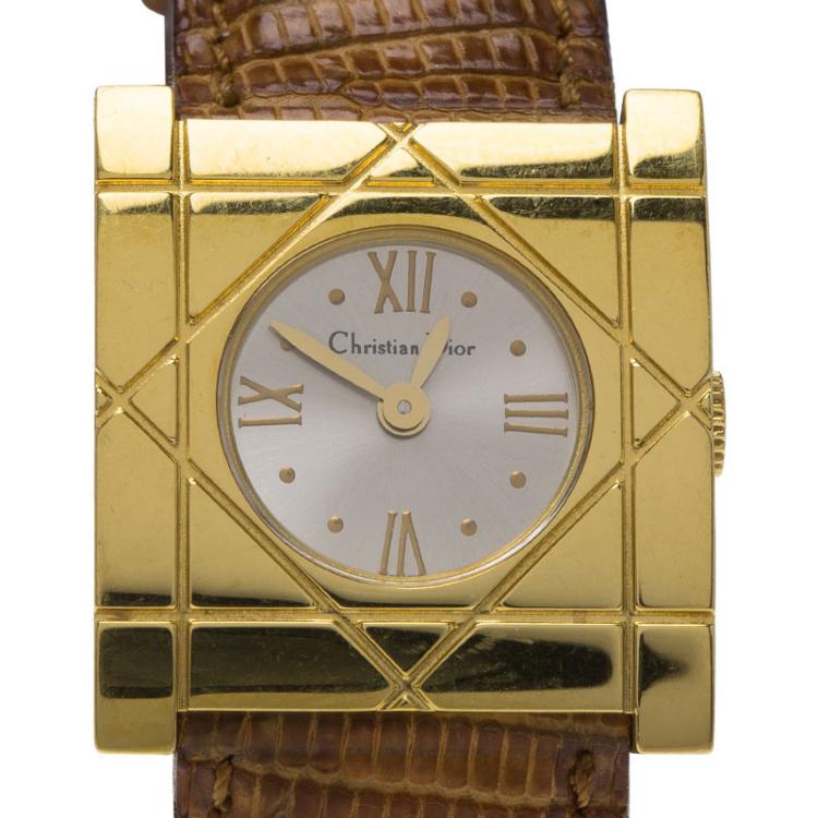Pre Owned Dior Vintage Gold-Plated Stainless Steel D82-150 Women's Wristwatch 24MM