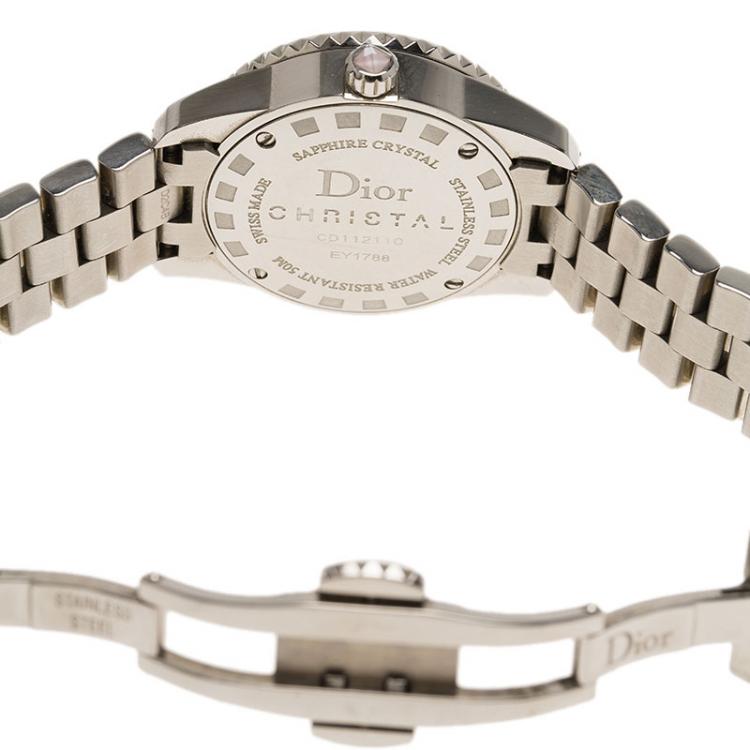 Pre Owned Dior Mother of Pearl Stainless Steel Christal CD112110M002 Women's Wristwatch 28MM