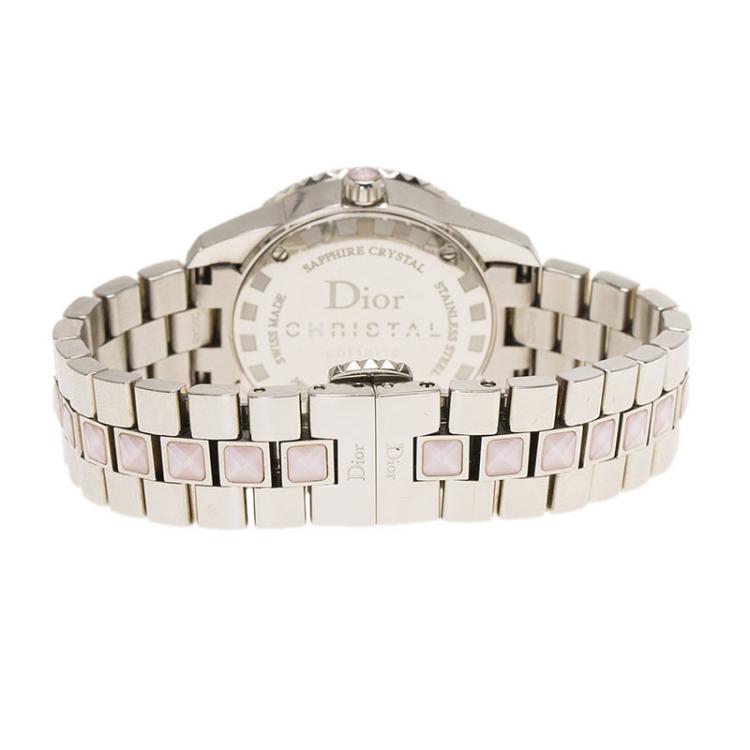Pre Owned Dior Mother of Pearl Stainless Steel Christal CD112110M002 Women's Wristwatch 28MM