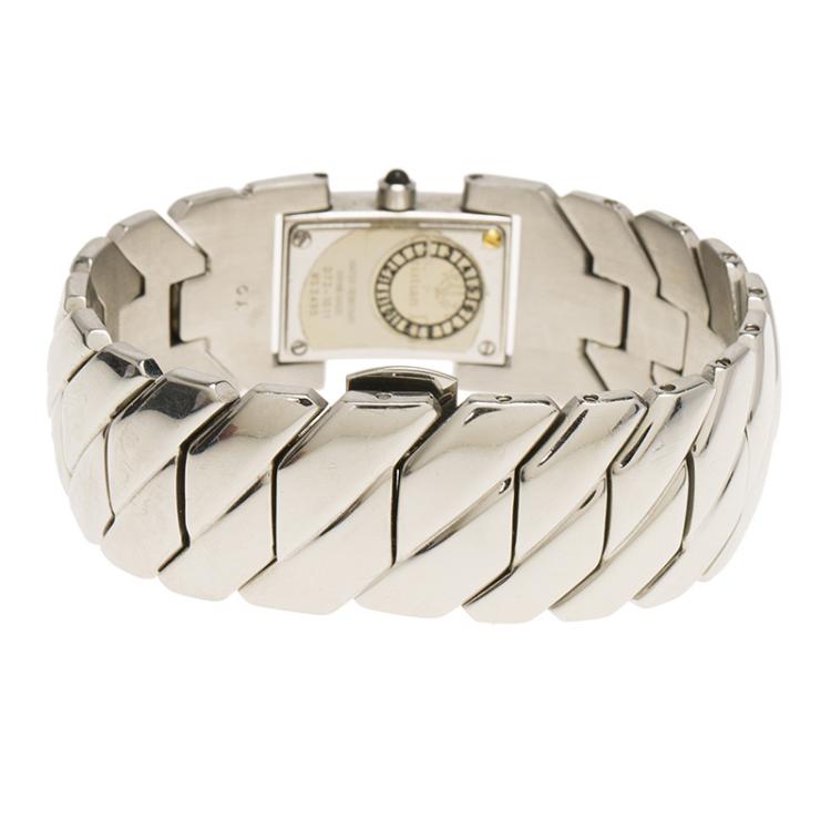 Pre Owned Christain Dior Mother of Pearl Diamond Stainless Steel D72-1011 Art Deco Women's Wristwatch 14MM