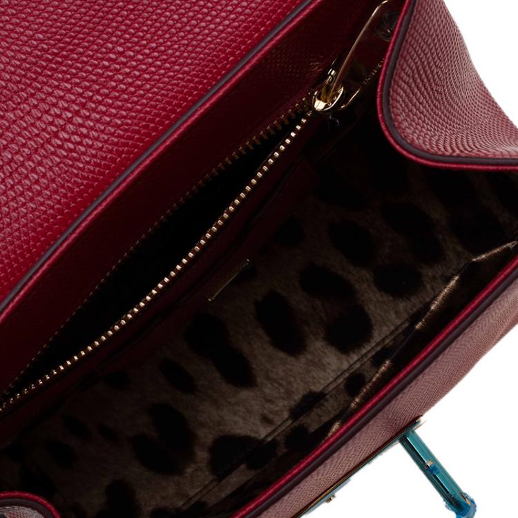 مملوكة مسبقًا Dolce and Gabbana Red Lizard Embossed Leather Small Monica Tote