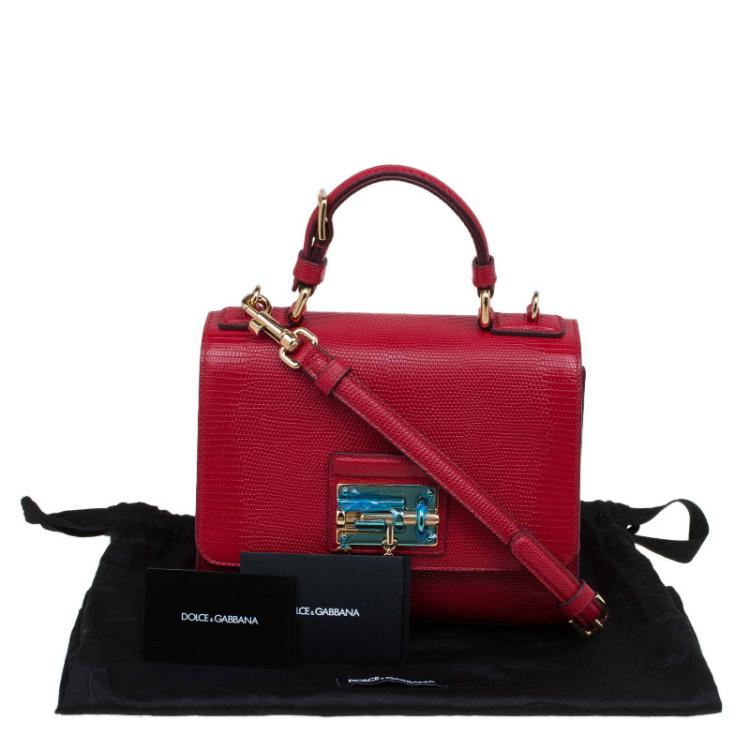 مملوكة مسبقًا Dolce and Gabbana Red Lizard Embossed Leather Small Monica Tote