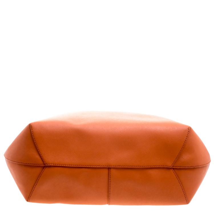 Pre Owned DKNY Orange Leather Large Tote