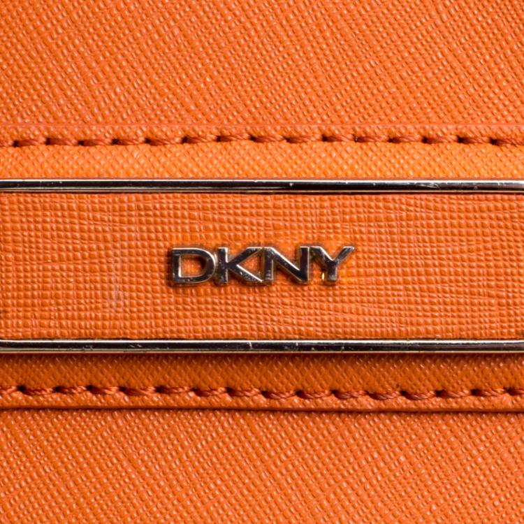 Pre Owned DKNY Orange Leather Large Tote
