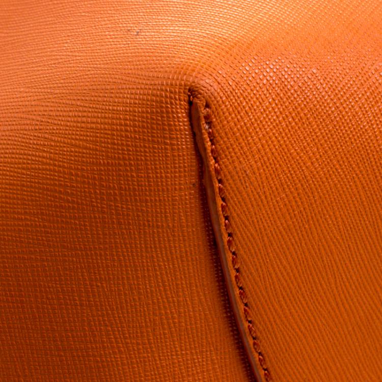Pre Owned DKNY Orange Leather Large Tote